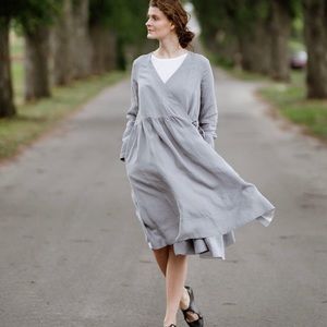 Son de Flor Linen Wrap Dress Size Large